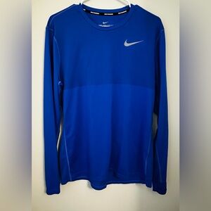Nike Men’s Long Sleeve Dri-FIT Shirt — Royal Blue with Silver Swoosh